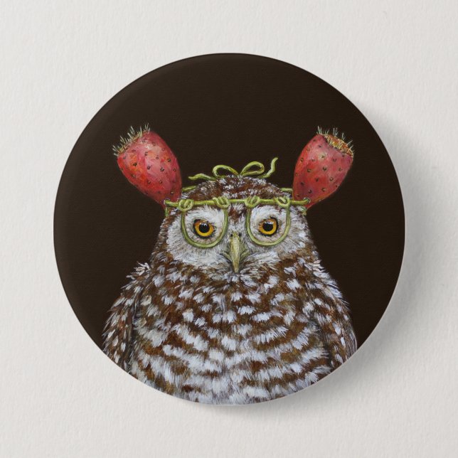 Badge Rond 7,6 Cm Creuser le bouton de hibou (Devant)