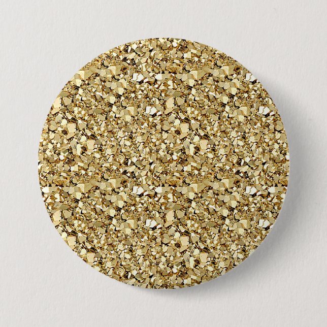 Badge Rond 7,6 Cm cristal druzy - or métallique (Devant)