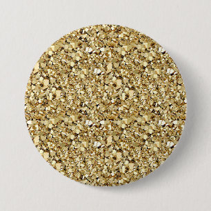 Badge Rond 7,6 Cm cristal druzy - or métallique