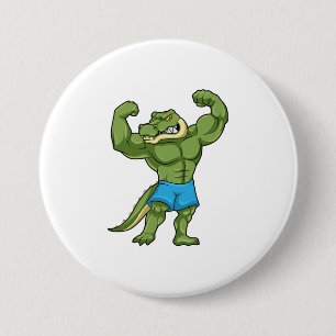 Badge Rond 7,6 Cm Crocodile comme Bodybuilder extrême