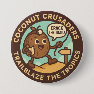 Badge Rond 7,6 Cm Croisés de la noix de coco défrichent les Tropique