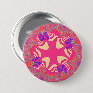 Badge Rond 7,6 Cm Croix Bubblegum rose