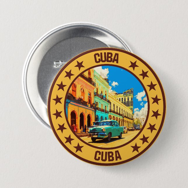 Badge Rond 7,6 Cm Cuba (Devant & derrière)