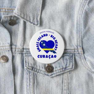 Badge Rond 7,6 Cm CURAÇAO Grand Cœur Fun Coutume Dushi Korsuo