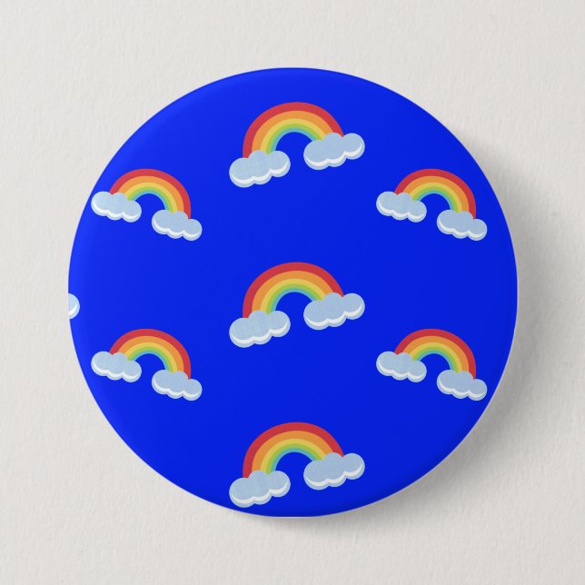 Badge Rond 7,6 Cm Cute arc-en-ciel avec Motif nuages (Devant)