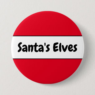 Badge Rond 7,6 Cm Cute Bright Red "Santa's Elves" Candy Cane Stripes