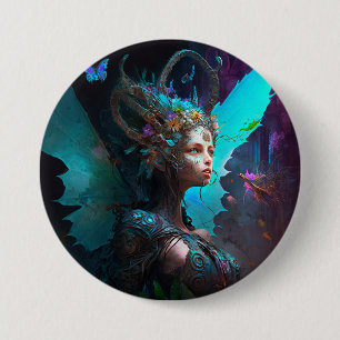Badge Rond 7,6 Cm Cyber Fairy Imaginaire Art