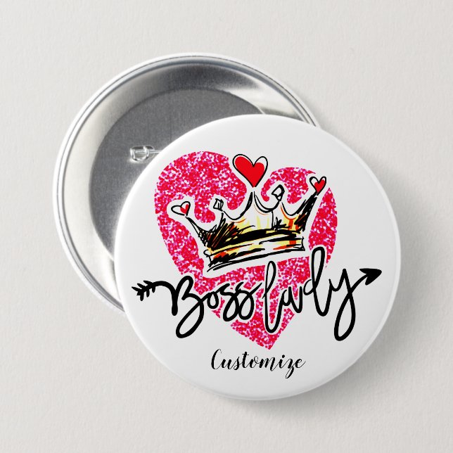Badge Rond 7,6 Cm Dame de la Patronne personnalisée (Devant & derrière)