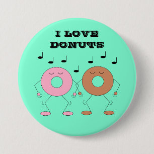 Badge Rond 7,6 Cm Dancing Donuts Mint Green