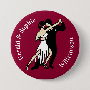 Badge Rond 7,6 Cm Danseurs de Tango de style rétro sur Maroon