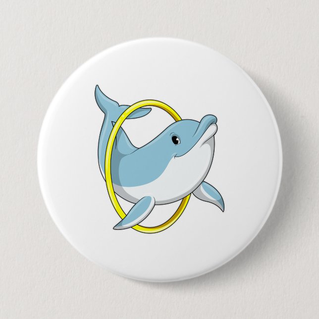 Badge Rond 7,6 Cm Dauphin avec anneau (Devant)