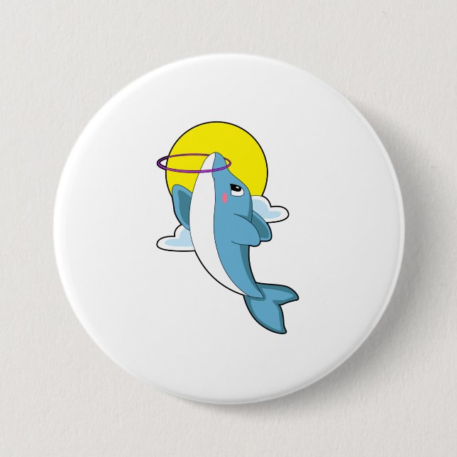 Badge Rond 7,6 Cm Dauphin avec pneus Fitness (Devant)