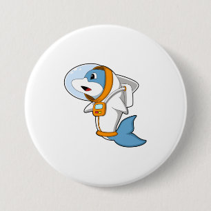 Badge Rond 7,6 Cm Dauphin en astronaute avec costume