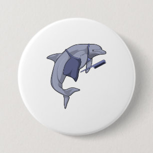 Badge Rond 7,6 Cm Dauphin en coiffeur avec peigne