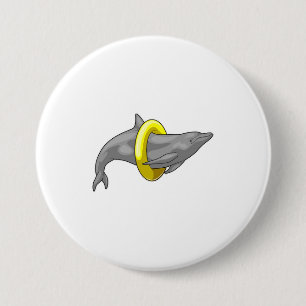 Badge Rond 7,6 Cm Dauphin natation Lifebuoy