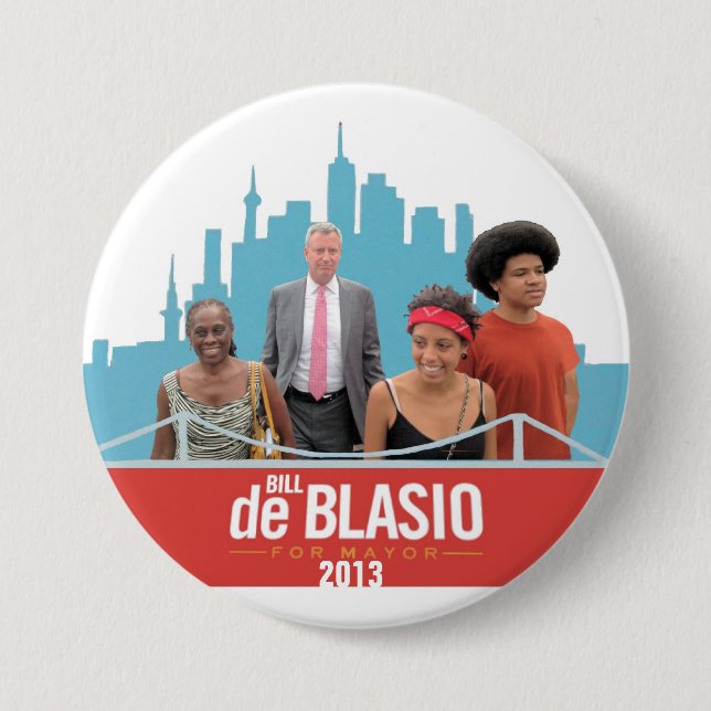 Badge Rond 7,6 Cm De Blasio pour le maire (Devant)