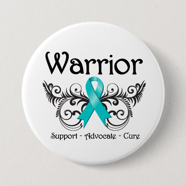 Badge Rond 7,6 Cm Défilement du guerrier du cancer de l'ovaire (Devant)