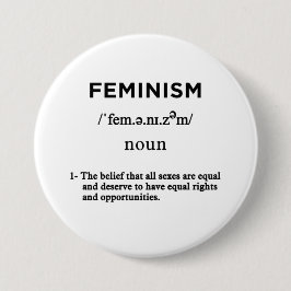 Badge Rond 7,6 Cm définition du féminisme cercle blanc