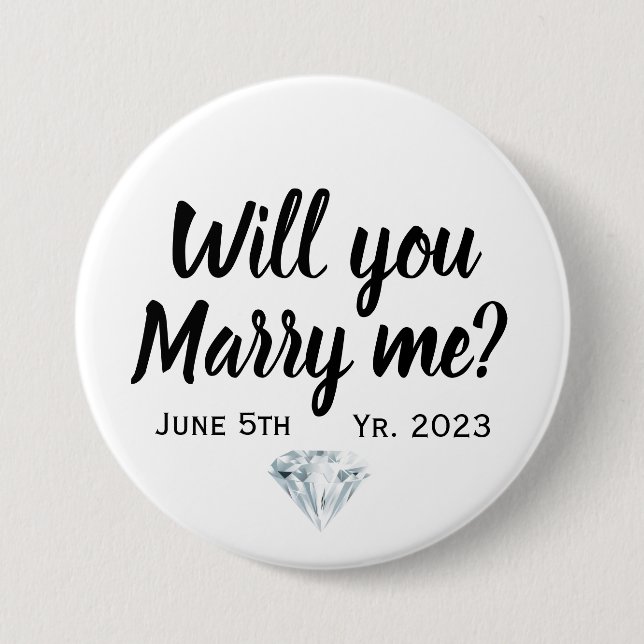 Badge Rond 7,6 Cm Demande en mariage voulez-vous m'épouser  (Devant)
