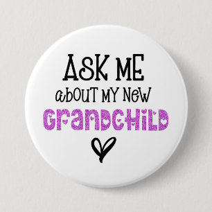 Badge Rond 7,6 Cm Demandez-Moi À Propos De Ma Nouvelle Parties scint