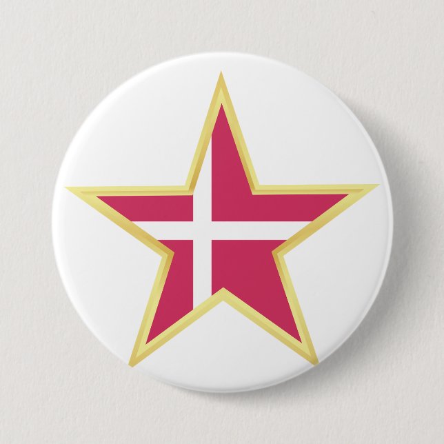 Badge Rond 7,6 Cm Denmark National Flag Star Shape (Devant)