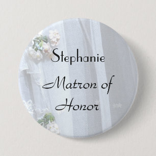 Badge Rond 7,6 Cm Dentelle vintage, nom, Mariage du chef d'honneur