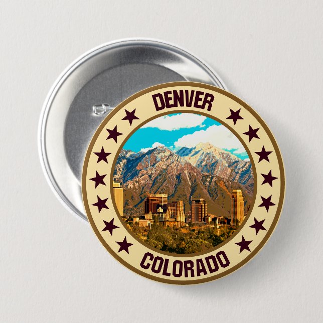 Badge Rond 7,6 Cm Denver (Devant & derrière)