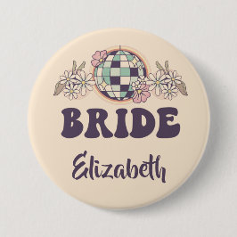 Badge Rond 7,6 Cm Dernière disco rétro Bachelorette