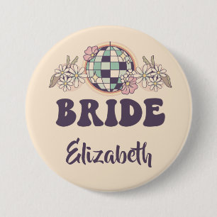 Badge Rond 7,6 Cm Dernière disco rétro Bachelorette