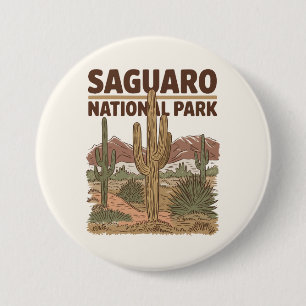 Badge Rond 7,6 Cm Désert de Sonoran Parc national du Saguaro