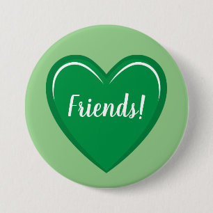 Badge Rond 7,6 Cm Design Coeur Vert Classique avec des Amis Texte