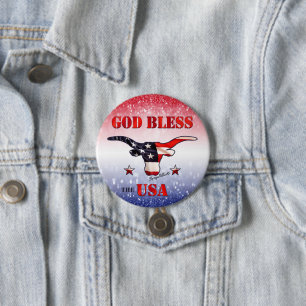 Badge Rond 7,6 Cm Dieu bénisse le bouton USA