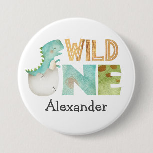 Badge Rond 7,6 Cm Dinosaur Jurassic 1er Anniversaire Thématique