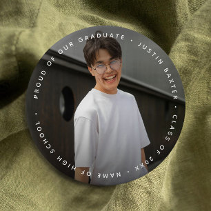 Badge Rond 7,6 Cm Diplômé en photo et texte personnalisé