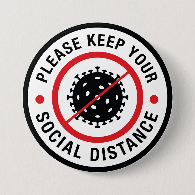 Badge Rond 7,6 Cm Distance sociale (Devant)