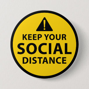 Badge Rond 7,6 Cm Distance sociale