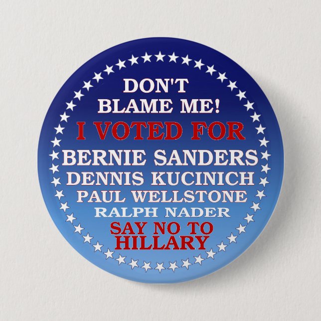 Badge Rond 7,6 Cm Dites Non à la Hillary ! (Devant)