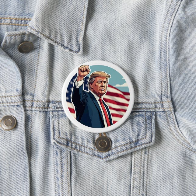 Badge Rond 7,6 Cm Donald Trump 2024 (En situation)