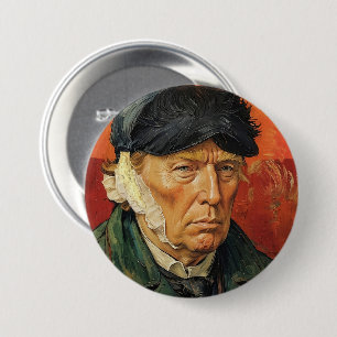 Badge Rond 7,6 Cm Donald Trump à l'oreille banalisée