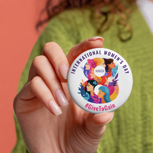 Badge Rond 7,6 Cm Donner pour Gagner Journée internationale des fe