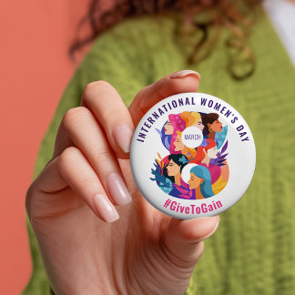 Badge Rond 7,6 Cm Donner pour Gagner | Journée internationale des fe