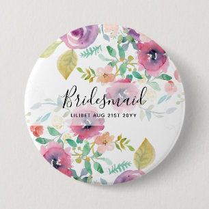 Badge Rond 7,6 Cm Dons de la fête de mariée du budget rose floral