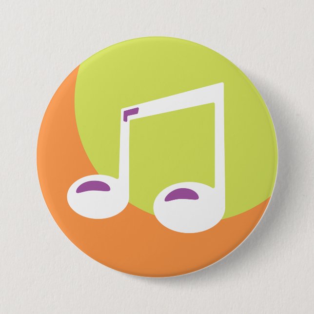 Badge Rond 7,6 Cm Double Croche Musical Vibrant (Devant)