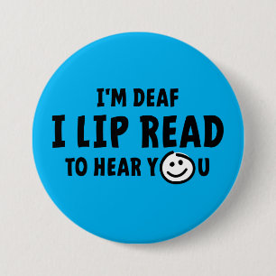Badge Rond 7,6 Cm Doux, malentendants, sourds, langage gestuel