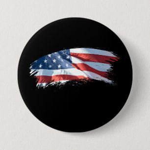 Badge Rond 7,6 Cm Drapeau américain à pinceau patriotique