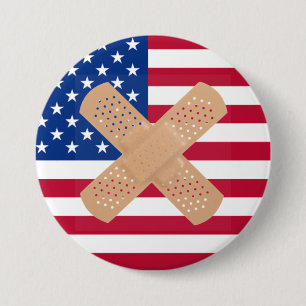 Badge Rond 7,6 Cm Drapeau américain en bande