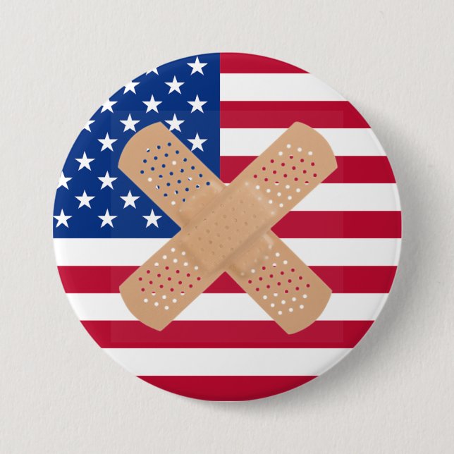Badge Rond 7,6 Cm Drapeau américain en bande (Devant)