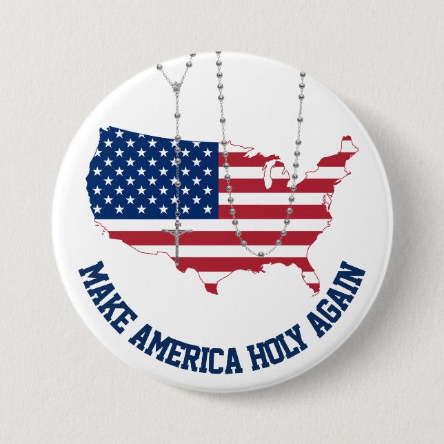 Badge Rond 7,6 Cm Drapeau américain Saint Rosaire (Devant)