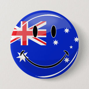 Badge Rond 7,6 Cm Drapeau australien de sourire brillant