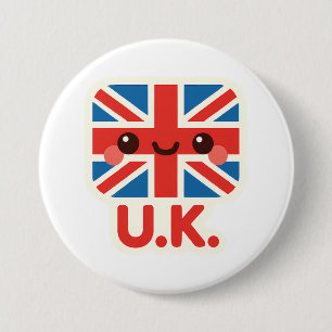 Badge Rond 7,6 Cm Drapeau britannique de Kawaii - Design britannique
